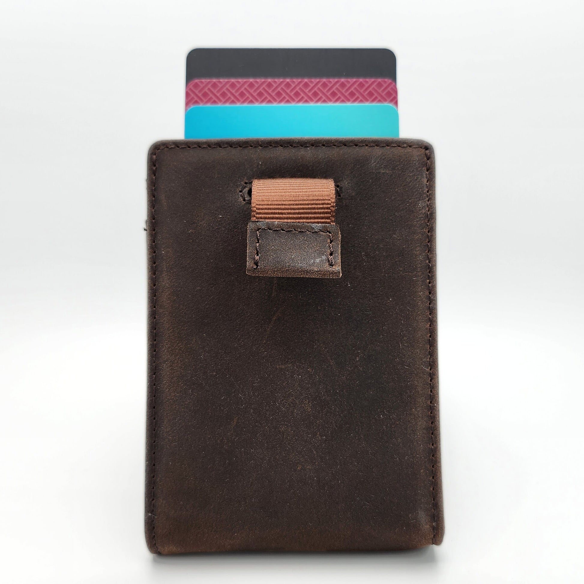 Money Clip Wallet maronenbraun mit ausgefahrenem Zugband