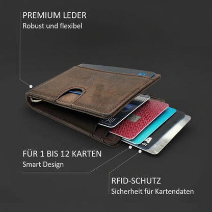 Money Clip Wallet mit Premium-Leder, RFID-Schutz und Smart Design